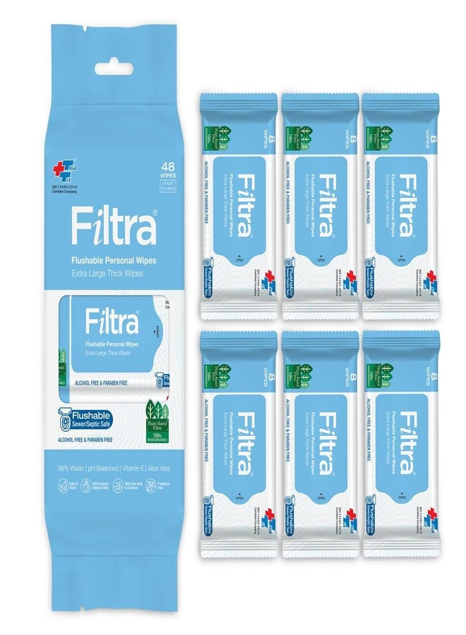 Filtra Flushable Personal Hygiene Wipes, 8 Wipes/Mini Pack, 48 Count - Image 1