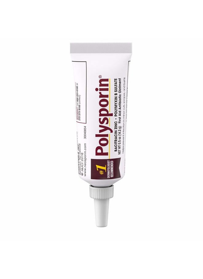 Polysporin - First Aid Topical Antibiotic Skin Ointment with Bacitracin Zinc & Polymyxin B Sulfate, for Infection Protection & Wound Care, Neomycin-Free, Travel Size, 0.5 oz - Image 1