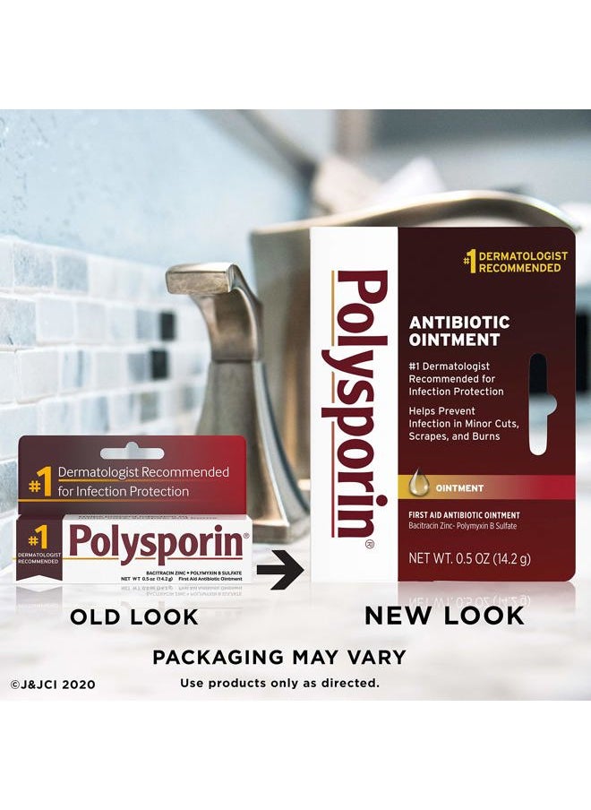 Polysporin - First Aid Topical Antibiotic Skin Ointment with Bacitracin Zinc & Polymyxin B Sulfate, for Infection Protection & Wound Care, Neomycin-Free, Travel Size, 0.5 oz - Image 1