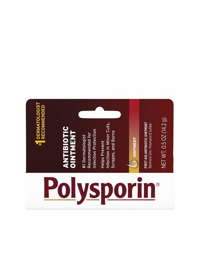 Polysporin - First Aid Topical Antibiotic Skin Ointment with Bacitracin Zinc & Polymyxin B Sulfate, for Infection Protection & Wound Care, Neomycin-Free, Travel Size, 0.5 oz - Image 1