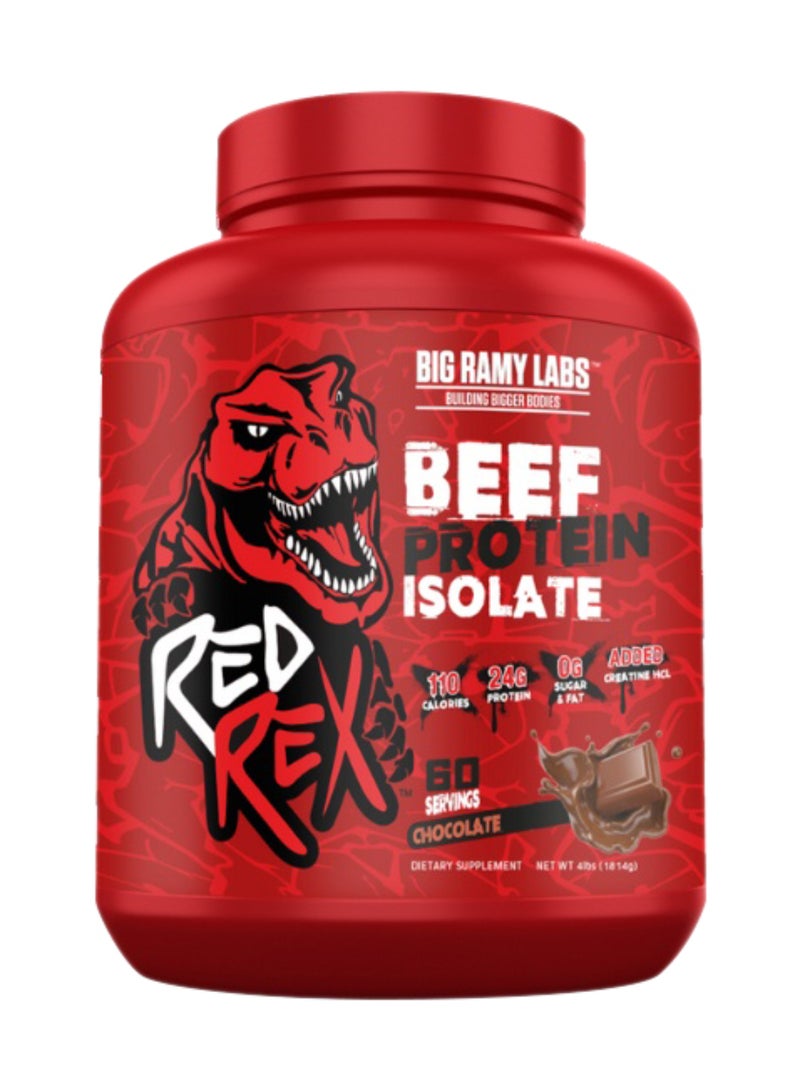 RED REX Beef Protein Isolate Powder - Chocolate Flavor - 4lb (1.81kg) - 24 g Protein Per Serving - 60 Servings - for Muscle Growth & Recovery - Image 1