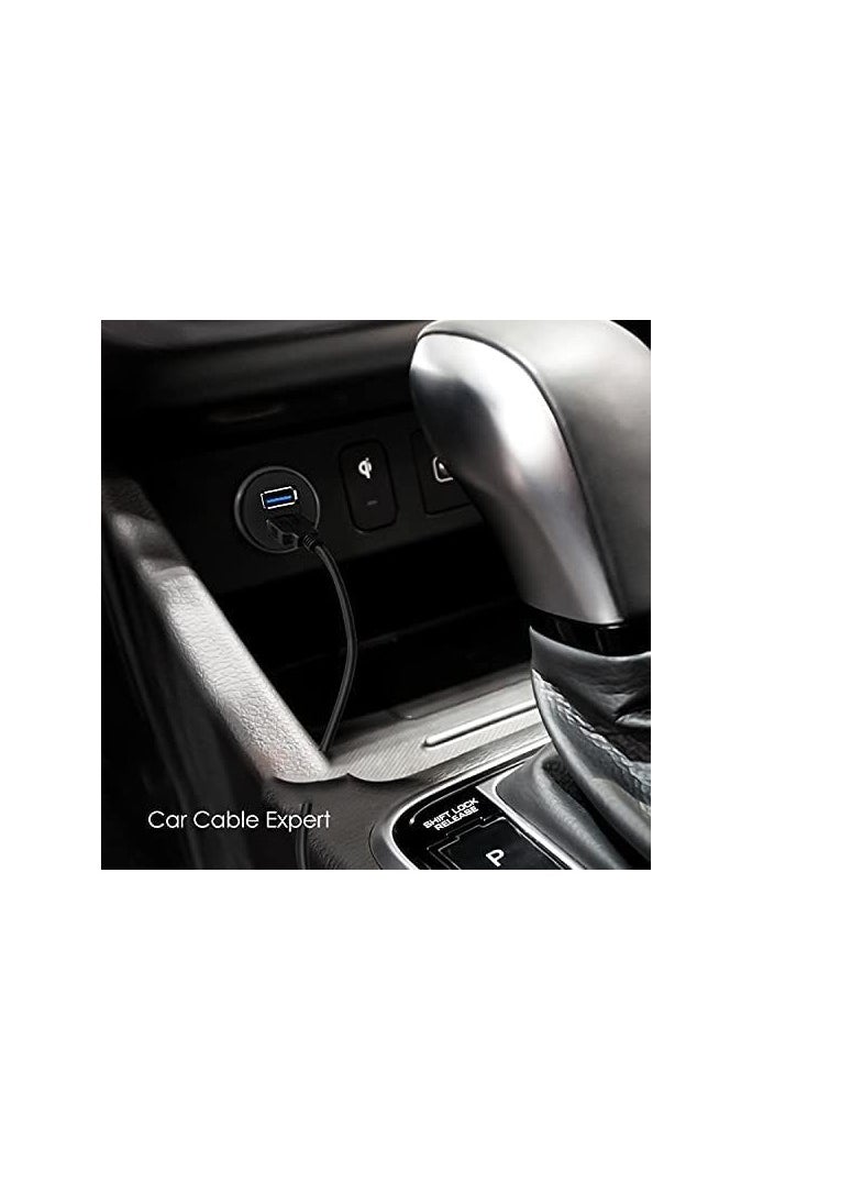 Excefore 2 Ports Dual USB 3.0 Male to USB 3.0 Female AUX Flush Mount Car Mount Extension Cable for Car Truck Boat Motorcycle Dashboard Panel 1ft  - Image 3
