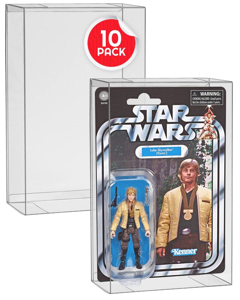 EVORETRO Action Figure Protective Display Case for 3.75 inches Star Wars, Marvel Legends & GI Joe Carded Toy Figurine - 10 Pack - Clear Thick PET Plastic Case Protector - Shallow, 30MM - Image 1