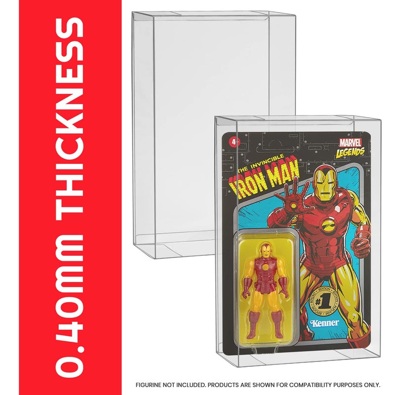 EVORETRO Action Figure Protective Display Case for 3.75 inches Star Wars, Marvel Legends & GI Joe Carded Toy Figurine - 10 Pack - Clear Thick PET Plastic Case Protector - Shallow, 30MM - Image 5