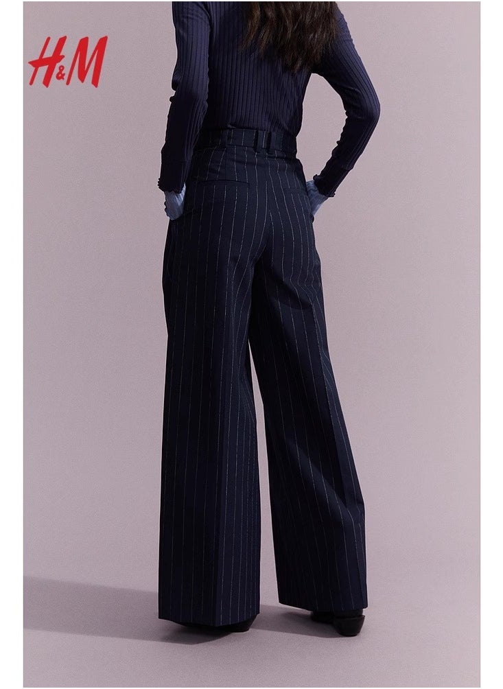 H and M - HM Casual Straight Satin Wide Leg Pants And Trousers - Image 1