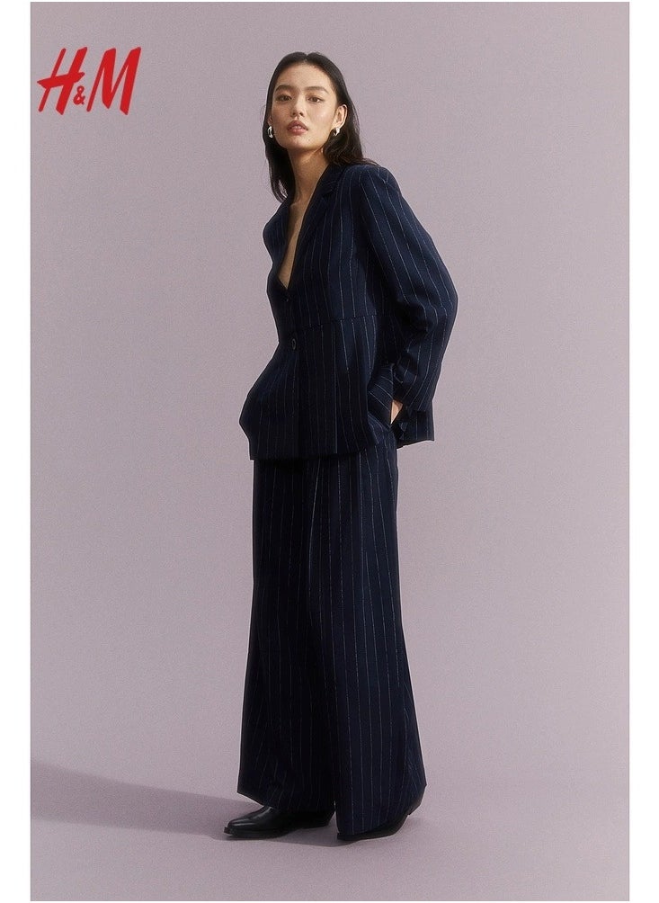 H and M - HM Casual Straight Satin Wide Leg Pants And Trousers - Image 1