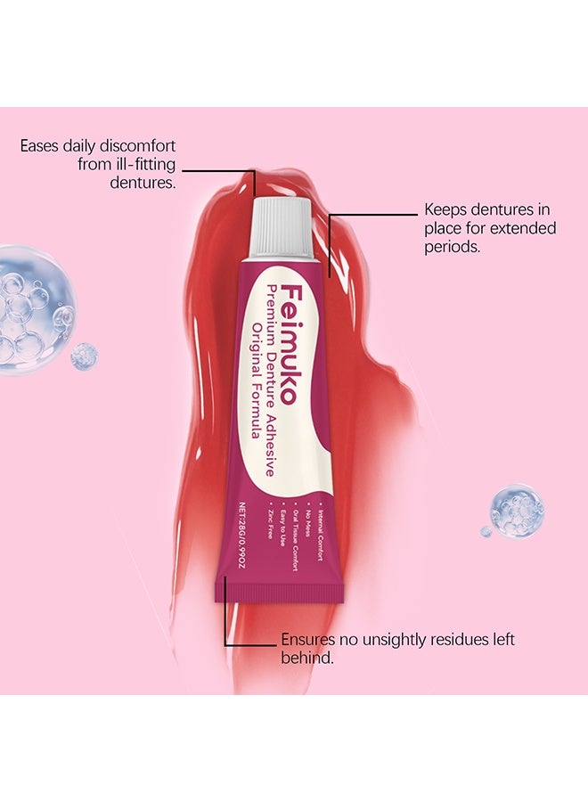 Feimuko Premium Denture Adhesive Cream, Original Formula, Long-Hold Up to 4 Days, Zinc-Free with Dual Tissue Seal Technology，28g - Image 5
