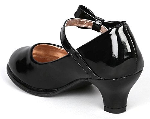 OLIVIA KOO Girls Patent Bow Mary Jane Shoes (Size 9-Y4), Black 12 - Image 2