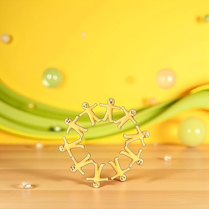 Sluswallow 11Pcs Yellow Stretchy Bendable Man, Stress Relief and Anti-Anxiety Squeeze Sensory for Sensory Motor Aids Games, Small, Decorative Hanging Ornaments - Image 2