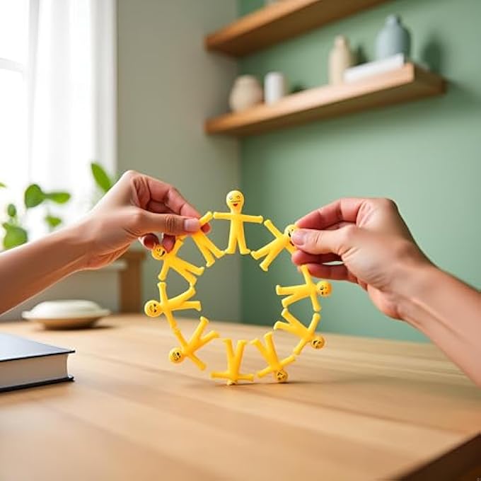 Sluswallow 11Pcs Yellow Stretchy Bendable Man, Stress Relief and Anti-Anxiety Squeeze Sensory for Sensory Motor Aids Games, Small, Decorative Hanging Ornaments - Image 1
