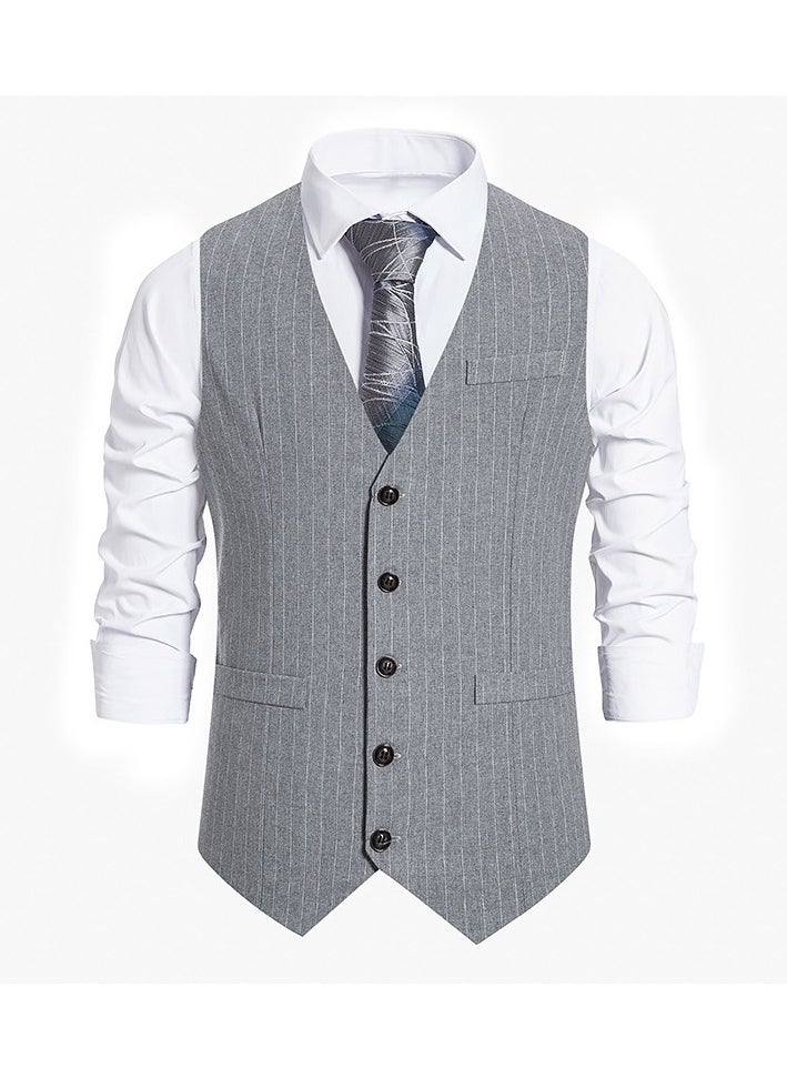 KUYING New Casual Striped Single Breasted Men's Suit Vest  - Image 1