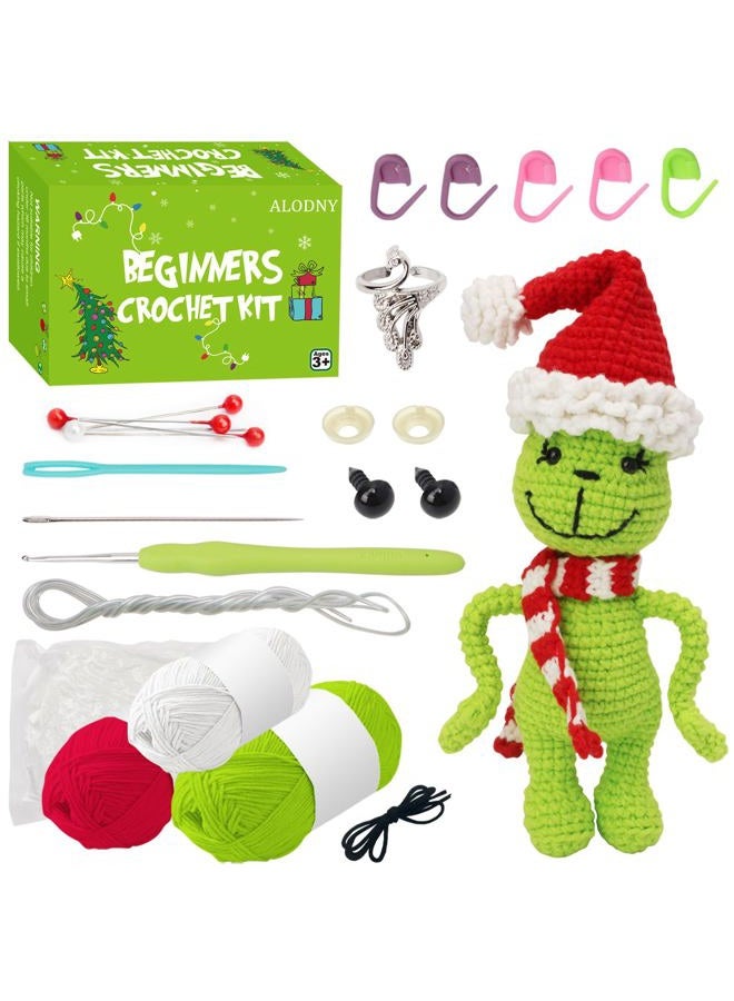 ALODNY Crochet Kit for Beginners,Christmas Crochet Kit for Beginners Adults,Knitting Kits Hooks Yarn Set with Step-by-Step Video Tutorials - Image 1