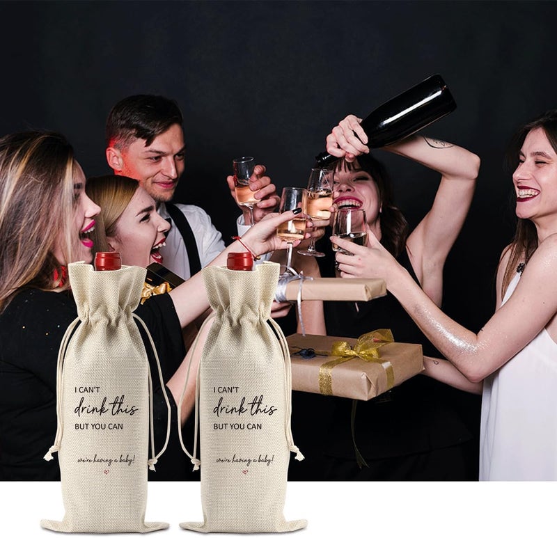 XFW Cute Pregnancy Announcement Wine Bag Pregnancy Announcement for Grandparents Aunt Parents New Mom Dad Gift I Cant Drink This But You Can Pregnancy Reveal Ideas - Image 3
