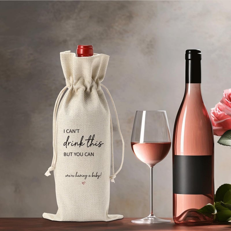 XFW Cute Pregnancy Announcement Wine Bag Pregnancy Announcement for Grandparents Aunt Parents New Mom Dad Gift I Cant Drink This But You Can Pregnancy Reveal Ideas - Image 5