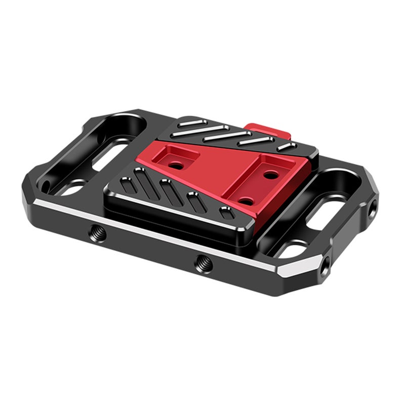 V Mount Battery Plate Black - Secure Button Structure Durable Aluminum Alloy V Lock Plate - Multiple Threaded Holes for Professional Video Recording Equipment - Image 1