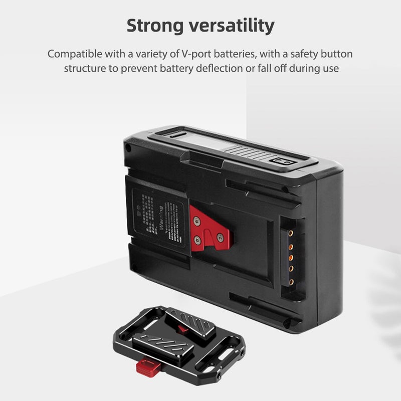 V Mount Battery Plate Black - Secure Button Structure Durable Aluminum Alloy V Lock Plate - Multiple Threaded Holes for Professional Video Recording Equipment - Image 4