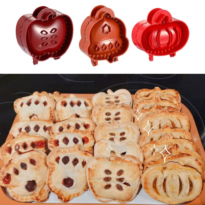 Mini Pie Maker: Red Plastic One-Press Sealing Mold - 3 Festive Fall Shapes Hand Pie Maker for Holiday Baking, Party Prep & Classroom Activities - Image 5