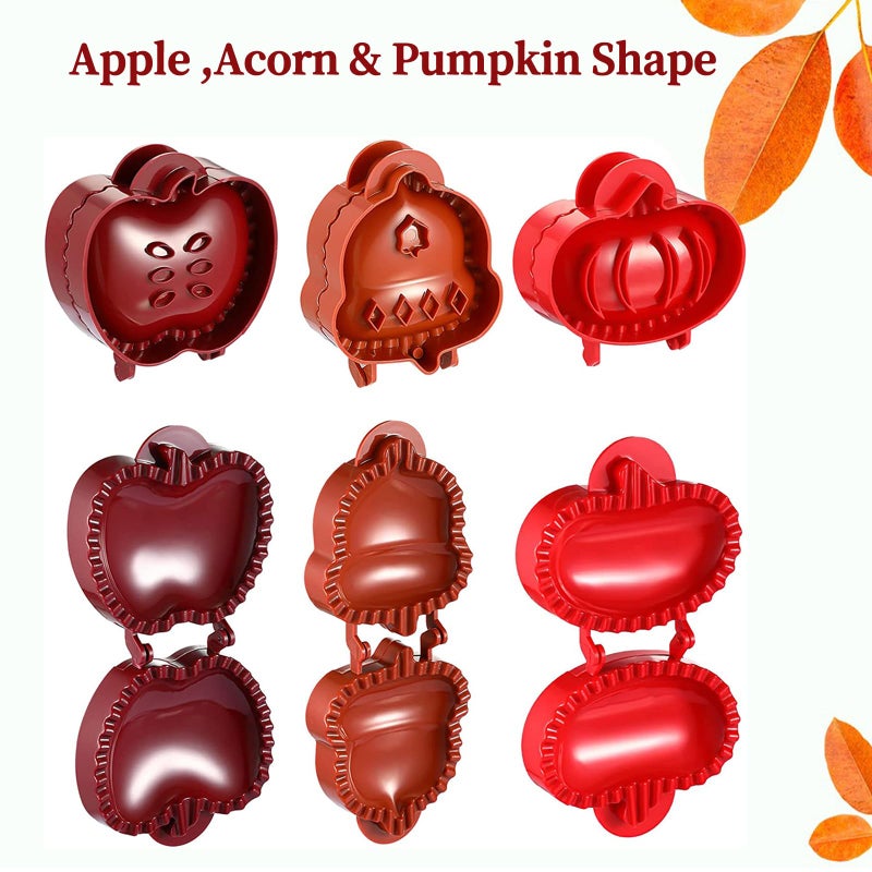 Mini Pie Maker: Red Plastic One-Press Sealing Mold - 3 Festive Fall Shapes Hand Pie Maker for Holiday Baking, Party Prep & Classroom Activities - Image 4