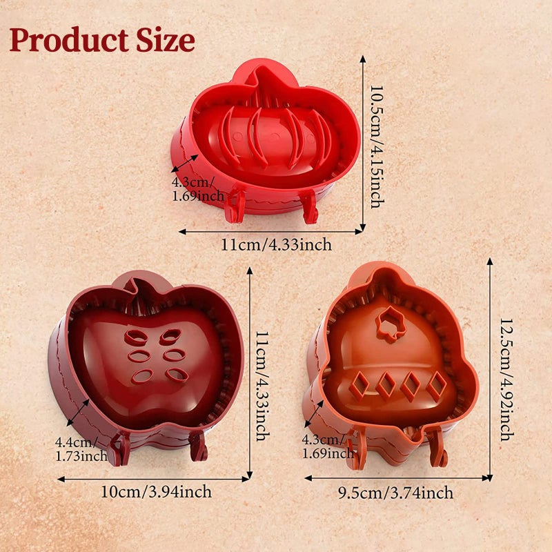 Mini Pie Maker: Red Plastic One-Press Sealing Mold - 3 Festive Fall Shapes Hand Pie Maker for Holiday Baking, Party Prep & Classroom Activities - Image 3