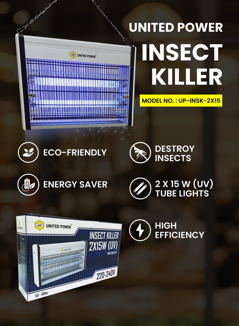 يونايتد باور مصيدة حشرات كهربائية موفرة للطاقة بقدرة 2 × 10 واط & 2 × 20 واط موفرة للطاقة | 220-240 فولت، 50-60 هرتز | مكافحة الآفات الفعالة للمنزل والمكتب والأماكن الخارجية - Image 1