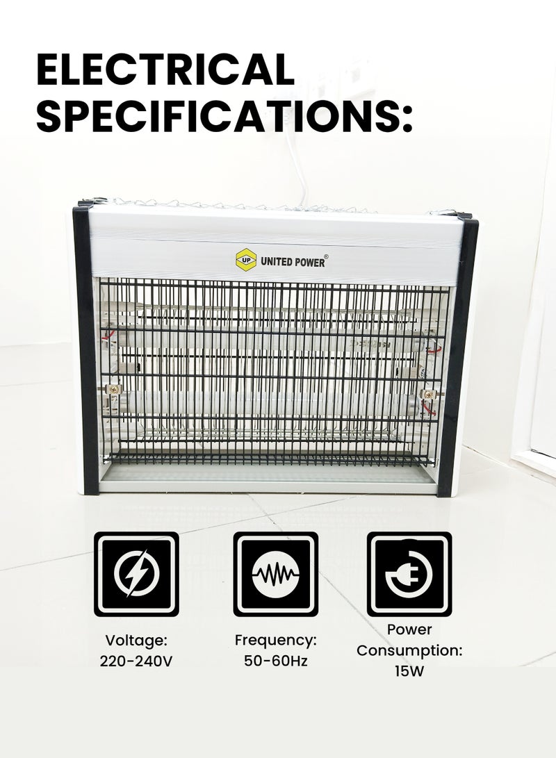 يونايتد باور مصيدة حشرات كهربائية موفرة للطاقة بقدرة 2 × 10 واط & 2 × 20 واط موفرة للطاقة | 220-240 فولت، 50-60 هرتز | مكافحة الآفات الفعالة للمنزل والمكتب والأماكن الخارجية - Image 5