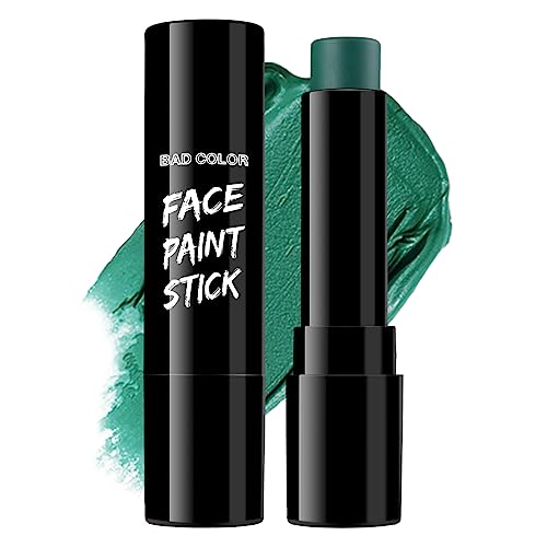 BADCOLOR Green Face Body Paint Stick, St Patrick's Day Blendable Eye Black Deep Green Face Painting Kit for Sports Camo, Halloween SFX Makeup Cosplay Joker Zombie Vampire Costume Parties - Image 1