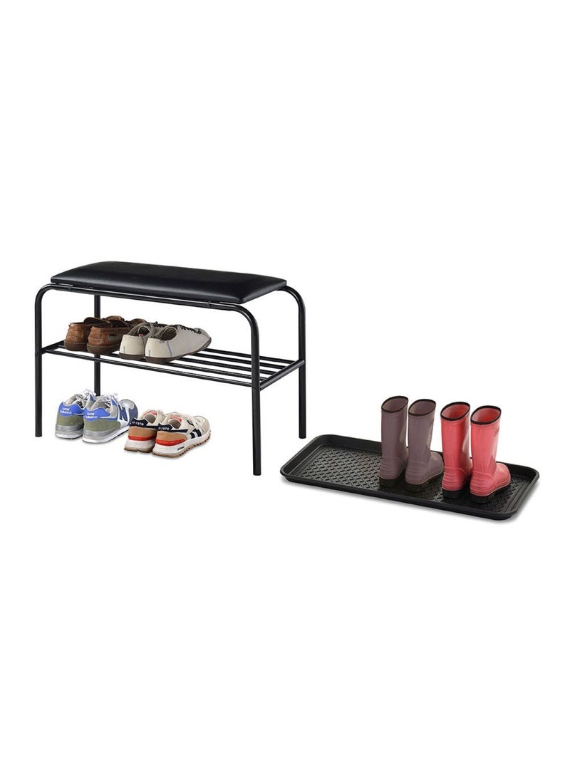 DANUBE HOME حامل أحذية ليرا مع مقعد معدني 6 أزواج 80 × 55 × 38 سم - أسود - Image 3