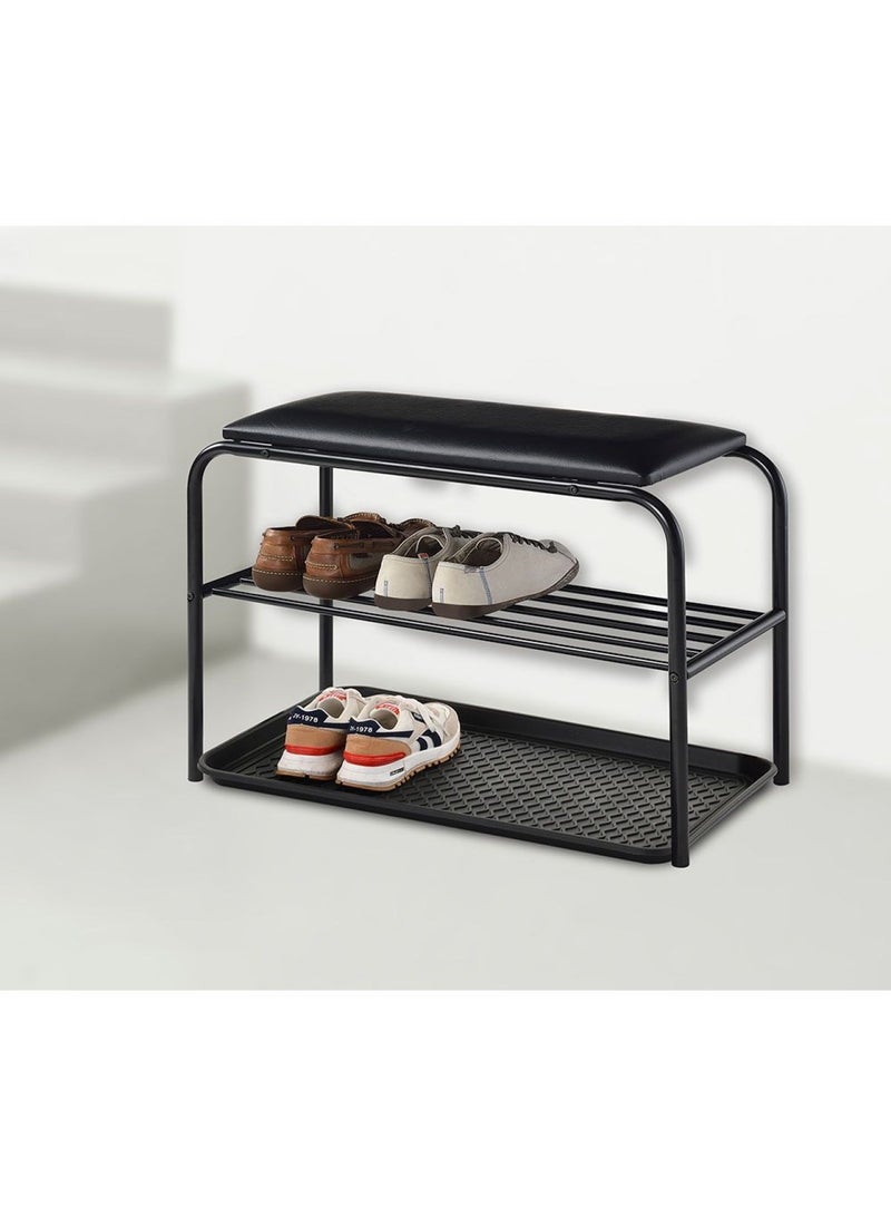 DANUBE HOME حامل أحذية ليرا مع مقعد معدني 6 أزواج 80 × 55 × 38 سم - أسود - Image 1