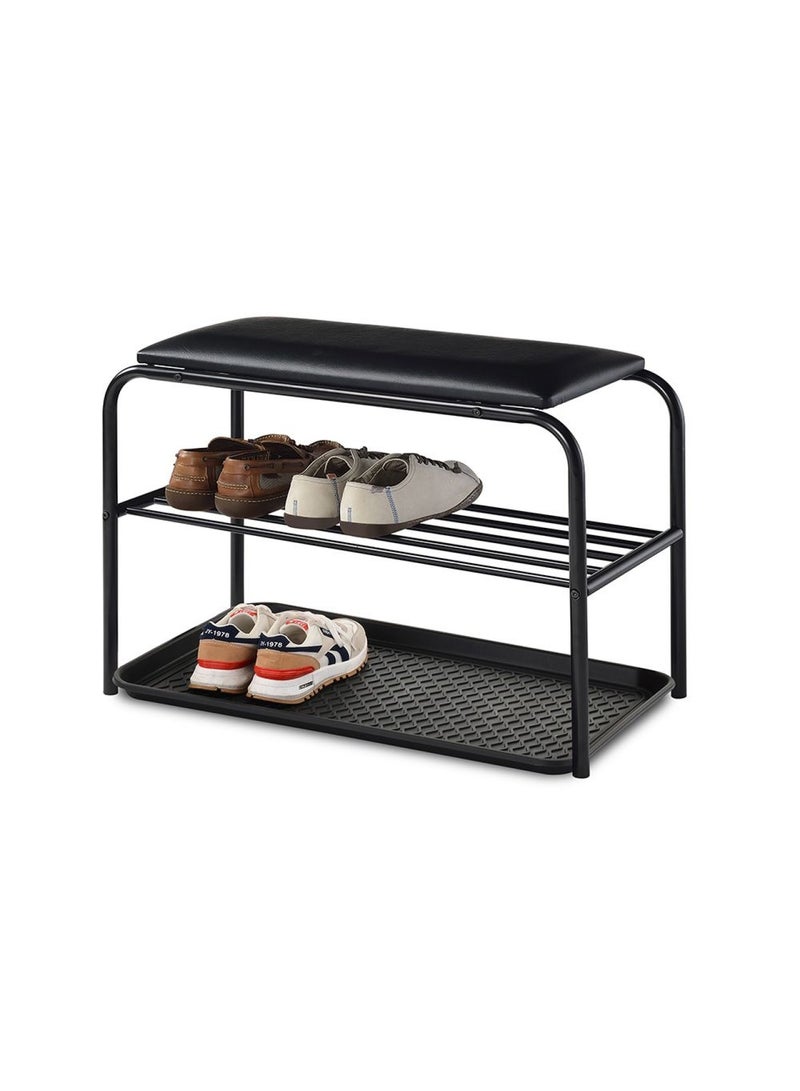 DANUBE HOME حامل أحذية ليرا مع مقعد معدني 6 أزواج 80 × 55 × 38 سم - أسود - Image 2