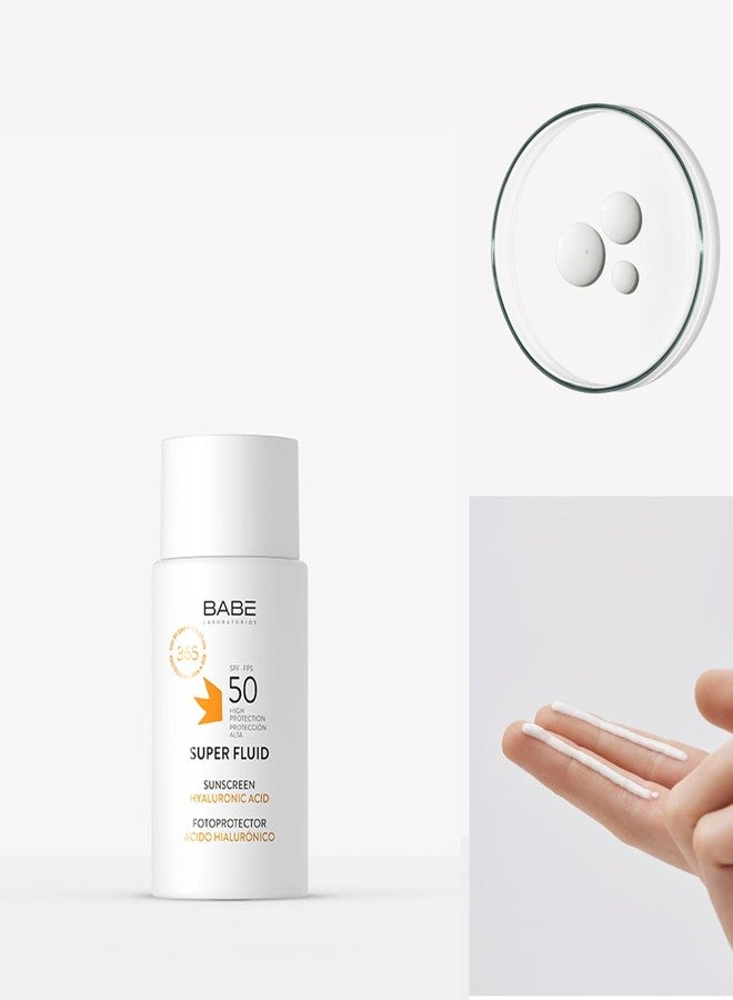 Babe Super Fluid Sunscreen SPF 50 – High Facial Sun Protection with Lightweight Texture | Broad Spectrum UVA/UVB | For Sensitive Skin | Non-Greasy & Fast Absorbing – 1.69 fl oz - Image 3