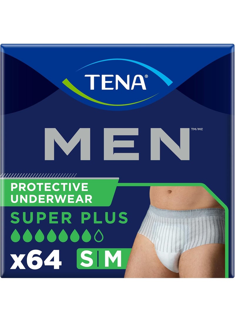 Tena TENA Incontinence Underwear for Men, Super Plus Absorbency, Small/Medium - 64 Count 