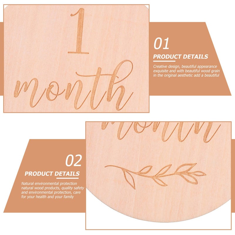 13Pcs Wooden Monthly Milestone Cards Newborn Baby Growth Photography Props - Image 4