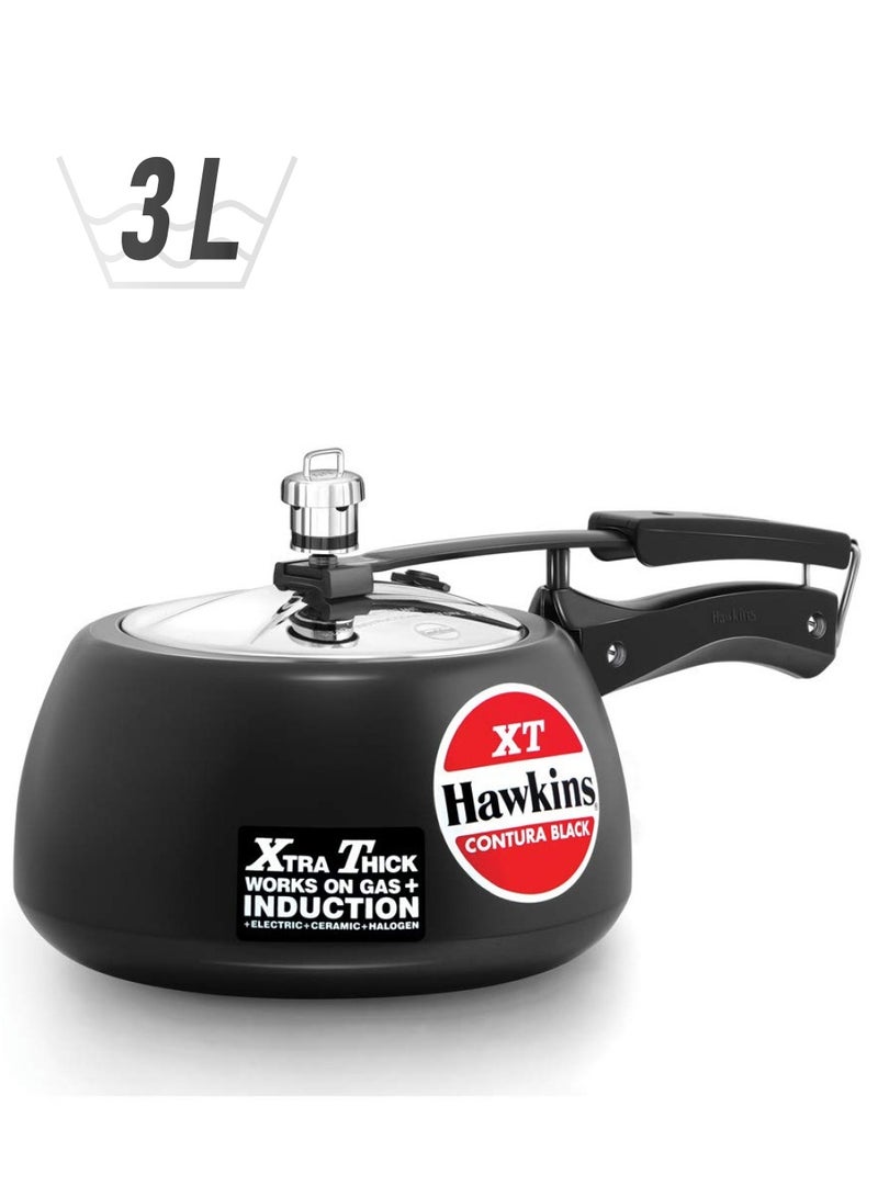 هوكينز طنجرة ضغط بغطاء داخلي من الألومنيوم متوافق مع كونتورا بلاك XT من هوكينز ، 3 لتر ، أسود - Image 1