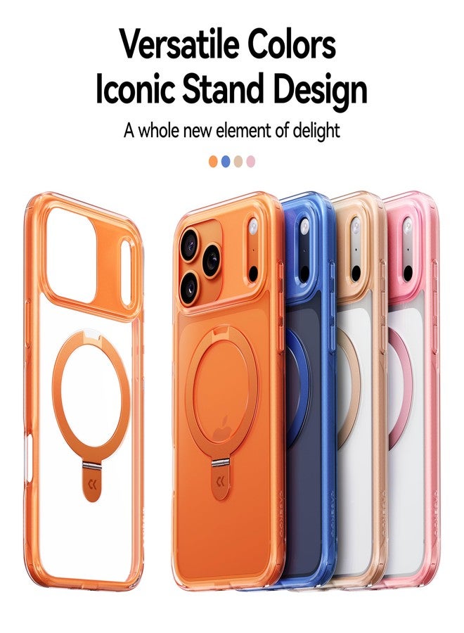 جراب CASEKOO الرسمي بلون برتقالي كوني ناعم لهاتف iPhone 17 Pro مع حامل مغناطيسي فائق، متوافق مع MagSafe، يوفر حماية فائقة تصل إلى 17 قدمًا بمعايير عسكرية، غطاء شفاف رفيع لهاتف iPhone 17 Pro مقاس 6.3 بوصة، برتقالي - Image 3