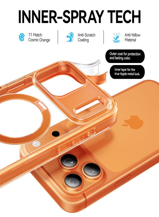 جراب CASEKOO الرسمي بلون برتقالي كوني ناعم لهاتف iPhone 17 Pro مع حامل مغناطيسي فائق، متوافق مع MagSafe، يوفر حماية فائقة تصل إلى 17 قدمًا بمعايير عسكرية، غطاء شفاف رفيع لهاتف iPhone 17 Pro مقاس 6.3 بوصة، برتقالي - Image 2
