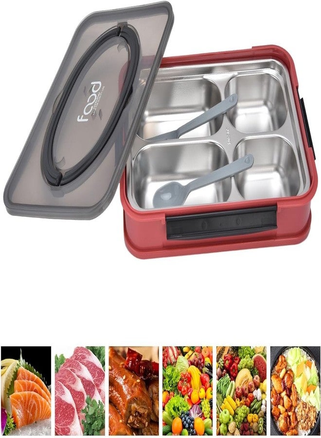 GONIPIMI Lunch Box for Kids, Lunch Box for Kids – Leak Proof 4 Compartment Insulated Lunch Box Stainless Steel Tiffin Box for Boys, Girls, School & Office Men (Pack-1) (Pink) - Image 4