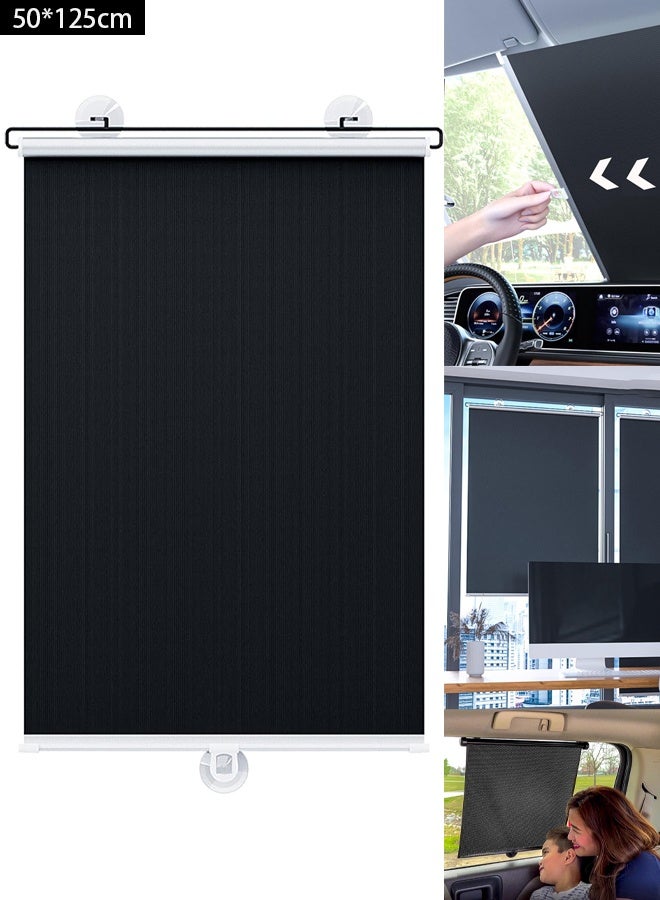 TAPIT Car Side Window Sun Shade Retractable Car Roller Sunshade for Kids | Baby Car Window Shades for UV and Sun Glare Protection | Baby Car Travel Accessories (50*125cm) - Image 1