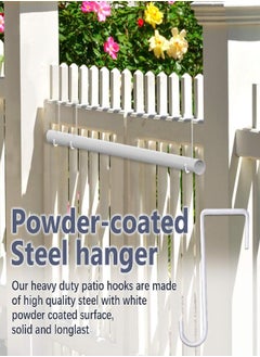 JOYSEUS JOYSEUS 12pcs Vinyl Fence Hooks, 2 x 6 Inches Patio Hooks, White Powder Coated Steel Fence Hooks Hangers for Hanging Plants, Lights, Pool Equipment…  - Image 1
