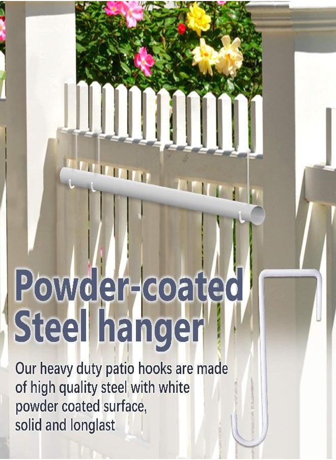 JOYSEUS JOYSEUS 12pcs Vinyl Fence Hooks, 2 x 6 Inches Patio Hooks, White Powder Coated Steel Fence Hooks Hangers for Hanging Plants, Lights, Pool Equipment…  - Image 1