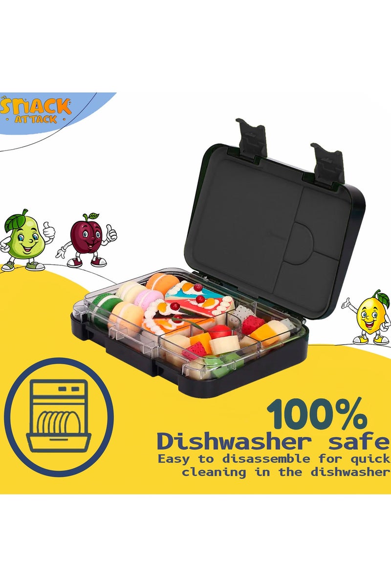 Snack attack SnackCraft Attack Kids Bento Lunch Box – Block-Inspired Design – 4 or 6 Compartment Convertible Leakproof Stainless Steel Bento Box with Silicone Seal – BPA-Free – Bonus Animal Food Picks - Image 4
