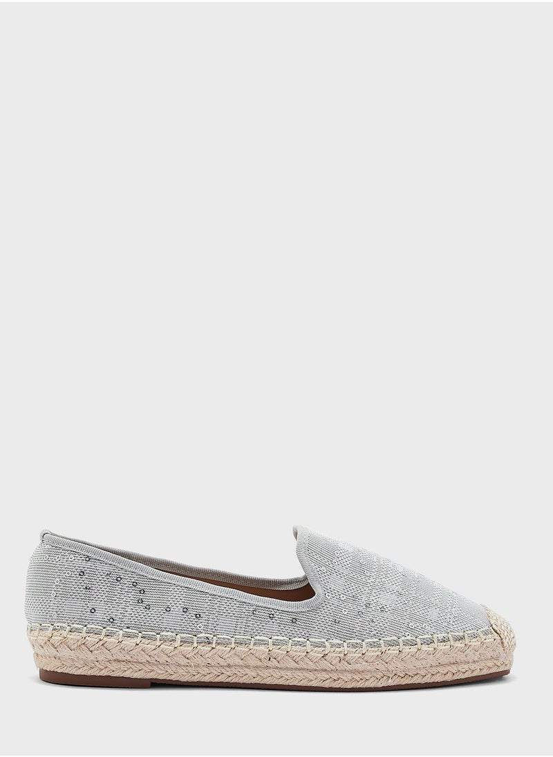 ELLA - Beige Sequin  Espadrille - Image 1