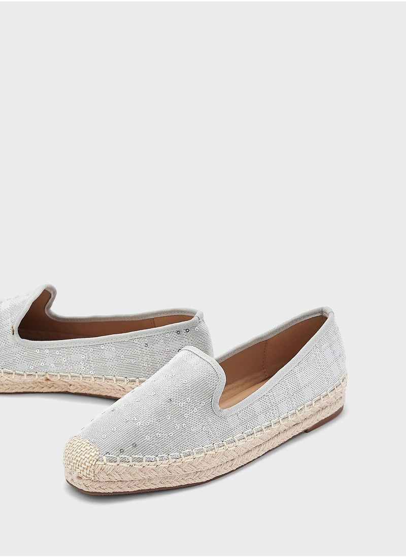 ELLA - Beige Sequin  Espadrille - Image 1