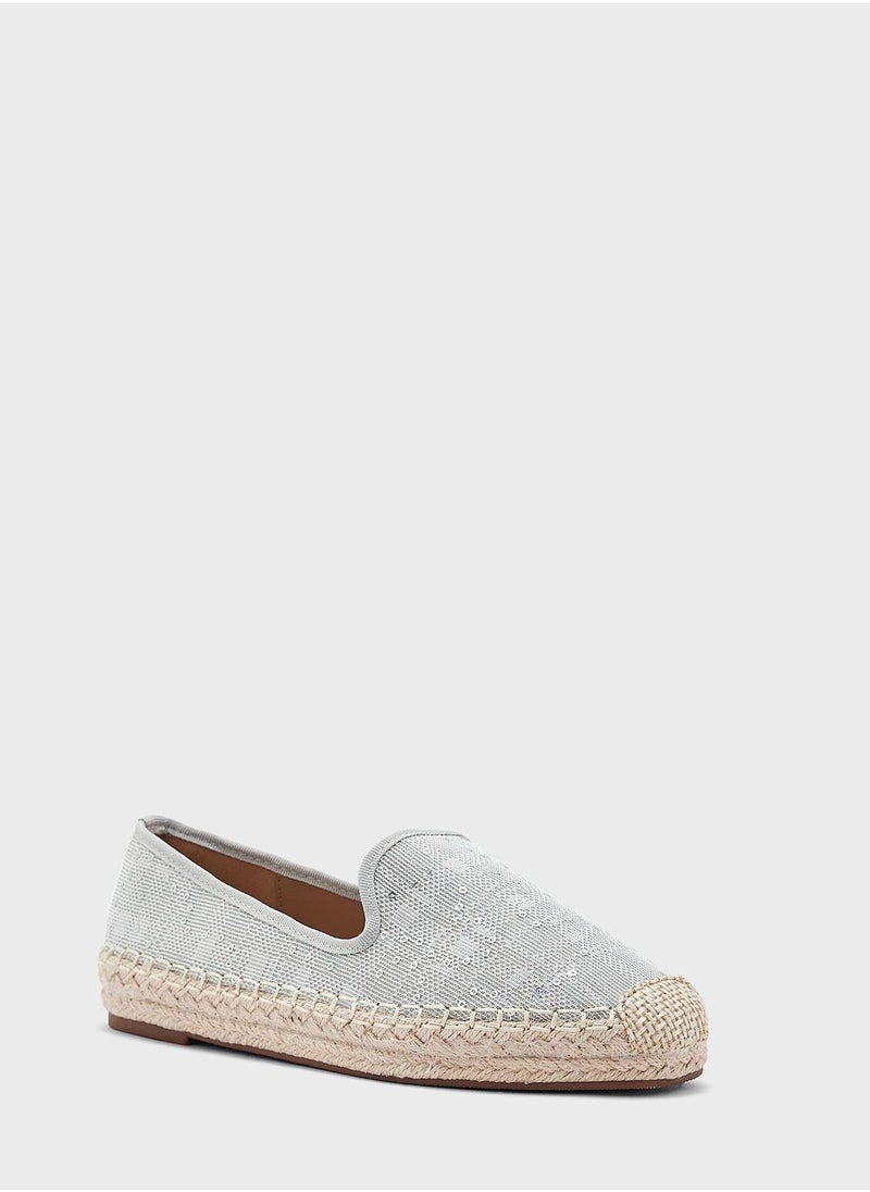 ELLA - Beige Sequin  Espadrille - Image 1