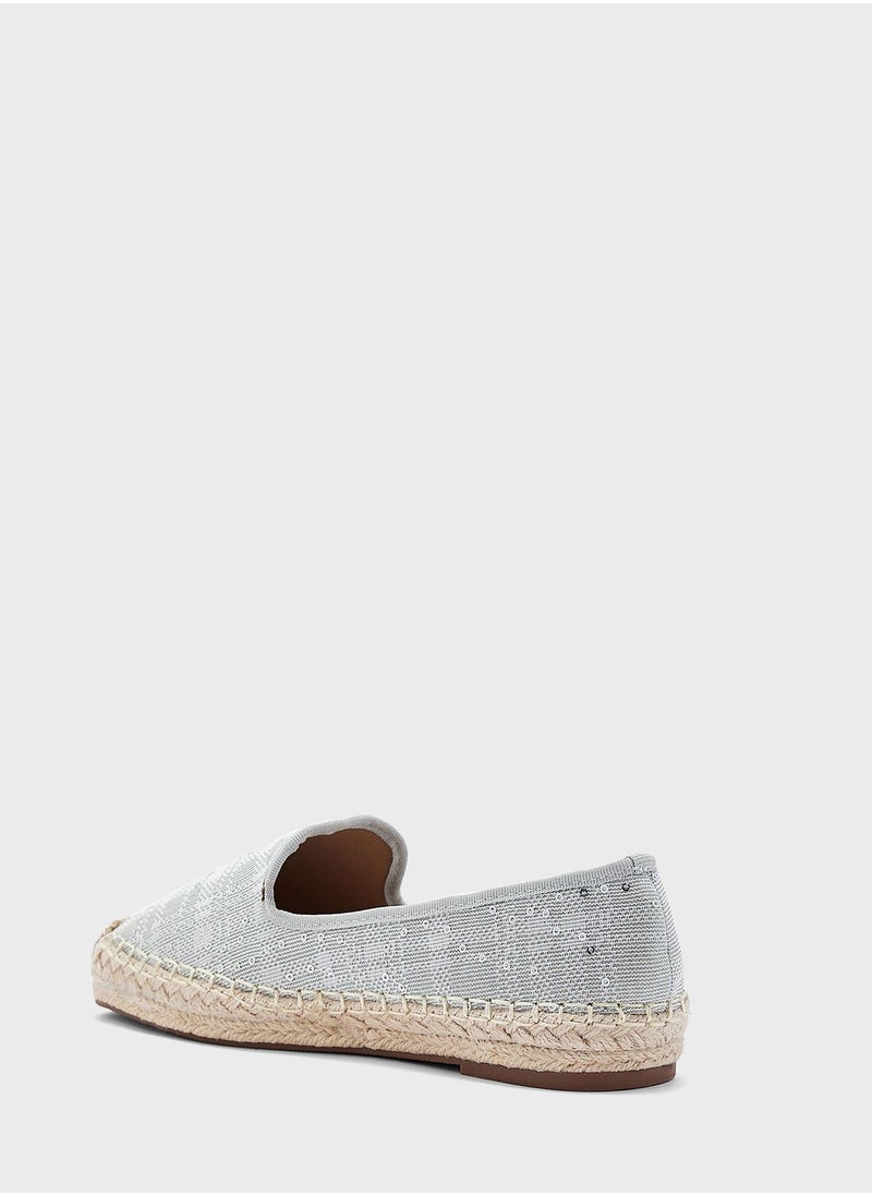 ELLA - Beige Sequin  Espadrille - Image 1