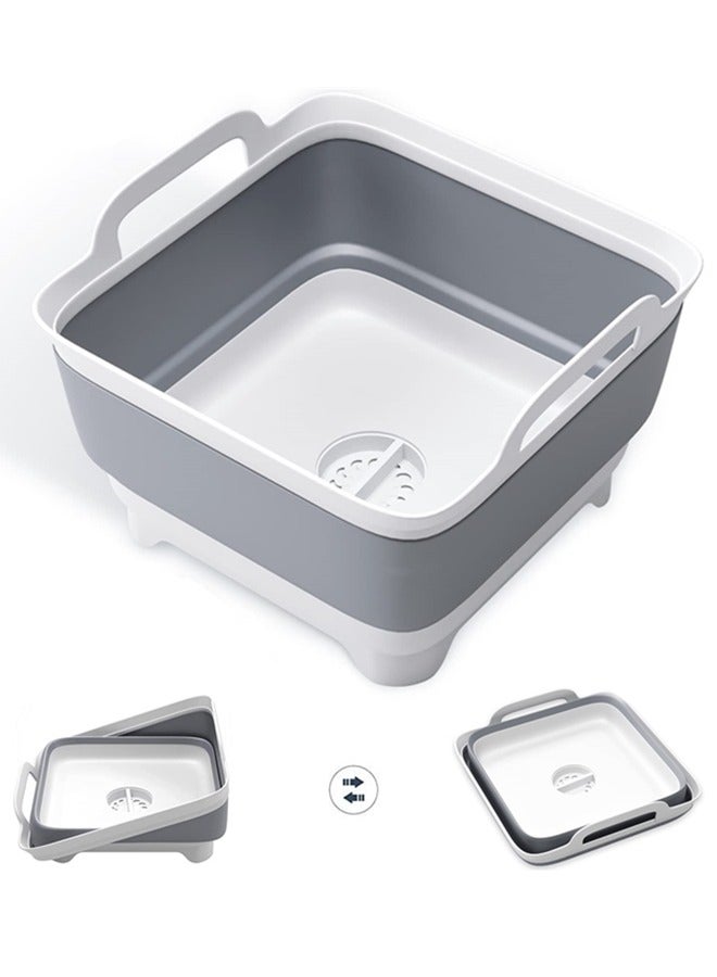 Beauenty 9L Collapsible Dish Tub,Portable Sink,With Draining Plug Strainers,Foldable Laundry Tub,Dishpan For Kitchen Sink,Camping Dish Washing Tub,Vegetable Washing, RV,Kitchen Storage Basket - Image 1