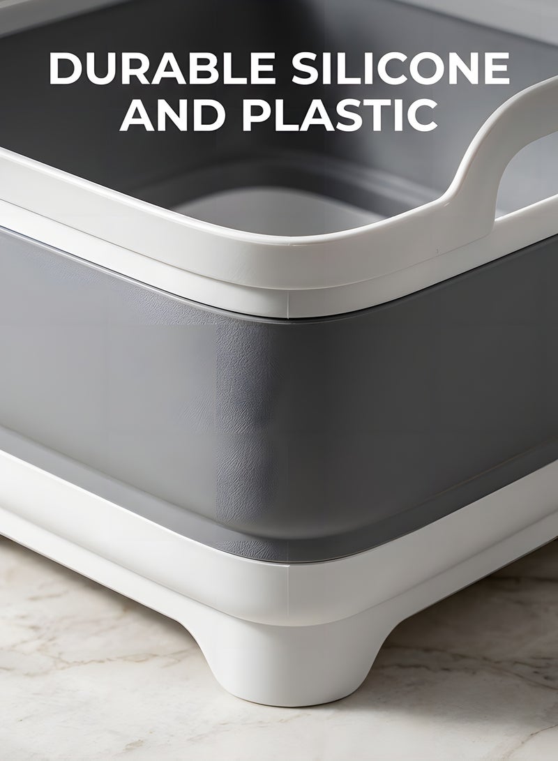 Beauenty 9L Collapsible Dish Tub,Portable Sink,With Draining Plug Strainers,Foldable Laundry Tub,Dishpan For Kitchen Sink,Camping Dish Washing Tub,Vegetable Washing, RV,Kitchen Storage Basket - Image 5