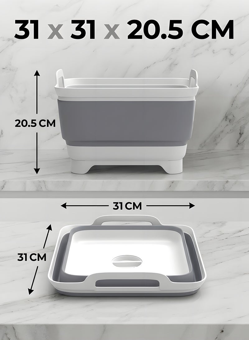 Beauenty 9L Collapsible Dish Tub,Portable Sink,With Draining Plug Strainers,Foldable Laundry Tub,Dishpan For Kitchen Sink,Camping Dish Washing Tub,Vegetable Washing, RV,Kitchen Storage Basket - Image 4