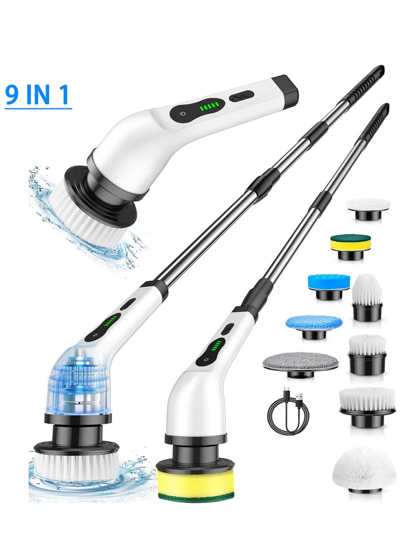 ليفي فرشاة تنظيف كهربائية بتسعة رؤوس قابلة للاستبدال | مكنسة كهربائية دوارة وفرشاة تنظيف كهربائية للمطبخ والحمام وغرفة المعيشة وغرفة النوم - Image 1