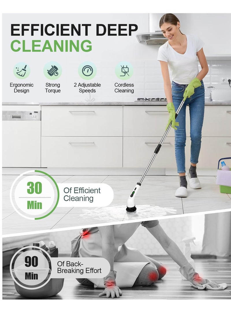 ليفي فرشاة تنظيف كهربائية بتسعة رؤوس قابلة للاستبدال | مكنسة كهربائية دوارة وفرشاة تنظيف كهربائية للمطبخ والحمام وغرفة المعيشة وغرفة النوم - Image 3