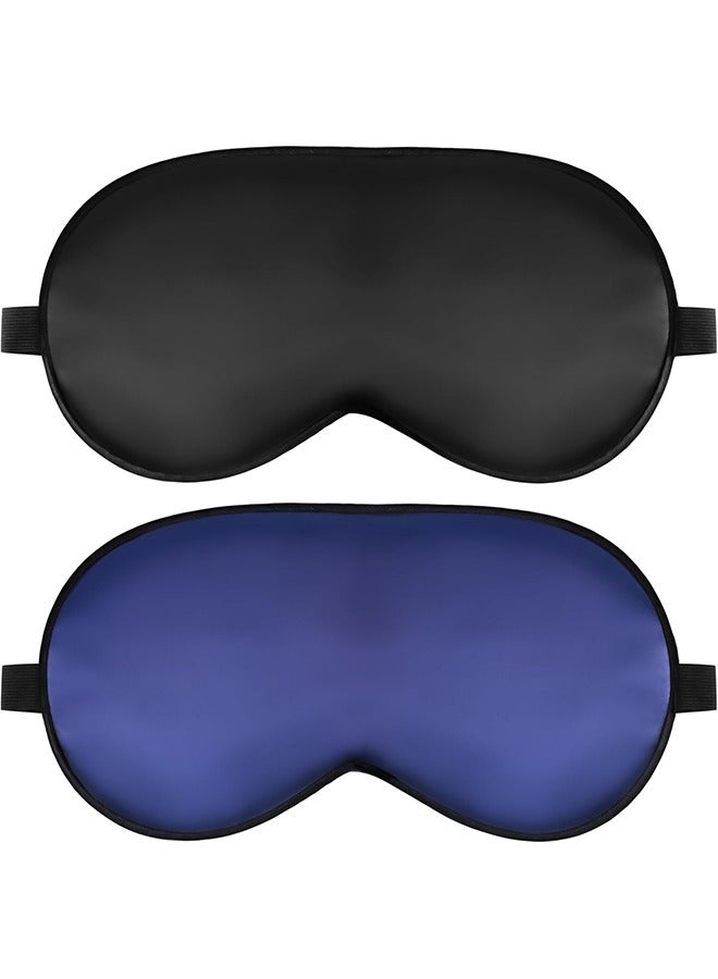 2Pack Sleep Masks Soft Sleep Eye Mask with Adjustable Strap for Sleeping Darkening Eye Sleep Shade Cover Black&Blue - Image 1